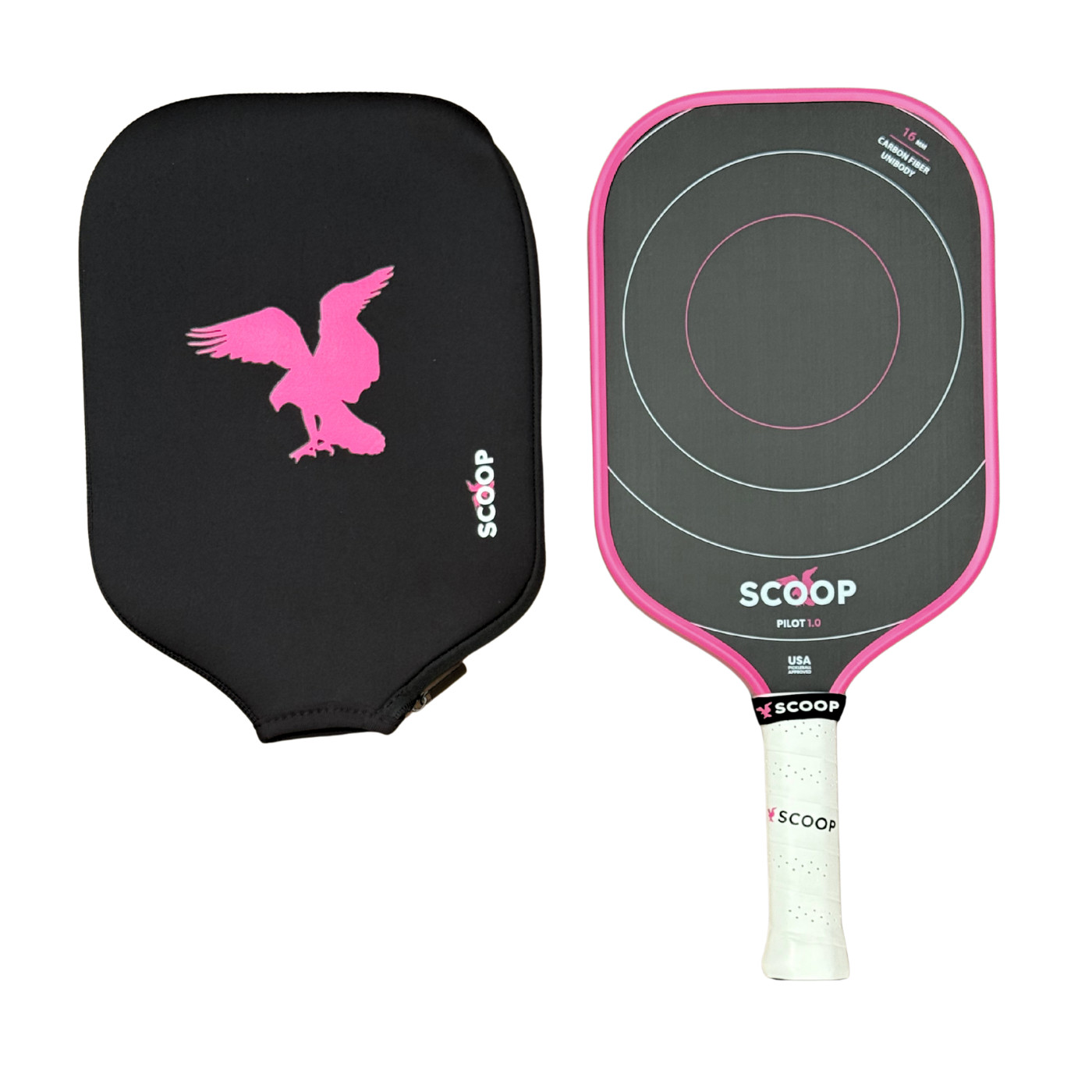 PILOT 1.0 - Elongated - 16mm - Pink – Scoop Pickleball PILOT 1.0 - Elongated - 16mm - Pink – Scoop Pickleball